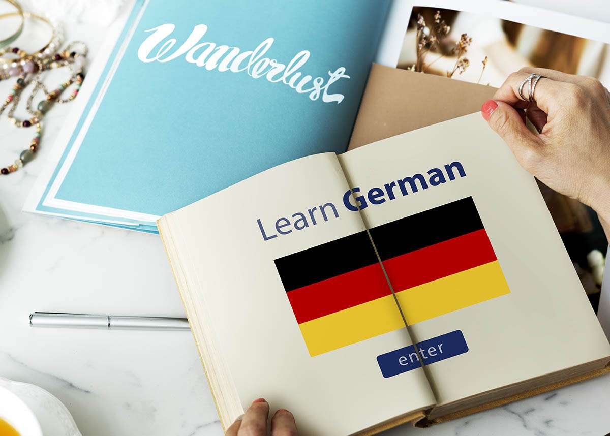 Learn German Language Online Education Concept